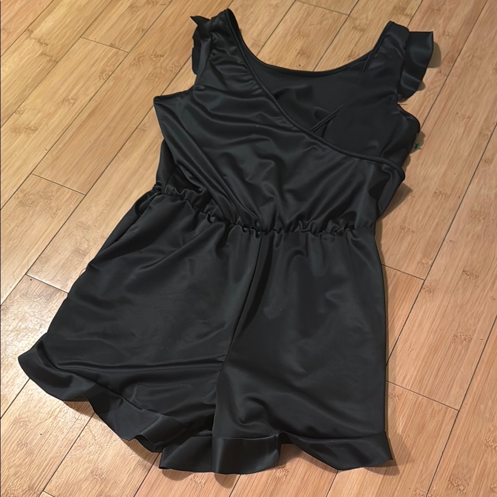 Black Sleeveless Ruffle Romper